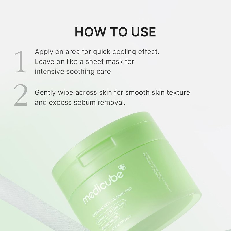 Medicube Toner Pads - Exosome CICA Tea Tree for Sensitive Skin | Hydrating & Calming Care, 100 Pads