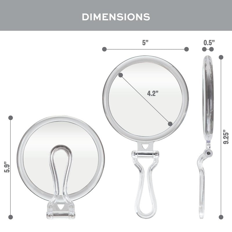ForPro Professional Collection Expert 30X Magnifying Handheld Mirror, Double-Sided Hand Mirror with Folding Adjustable Handle for Makeup, Travel, Clear