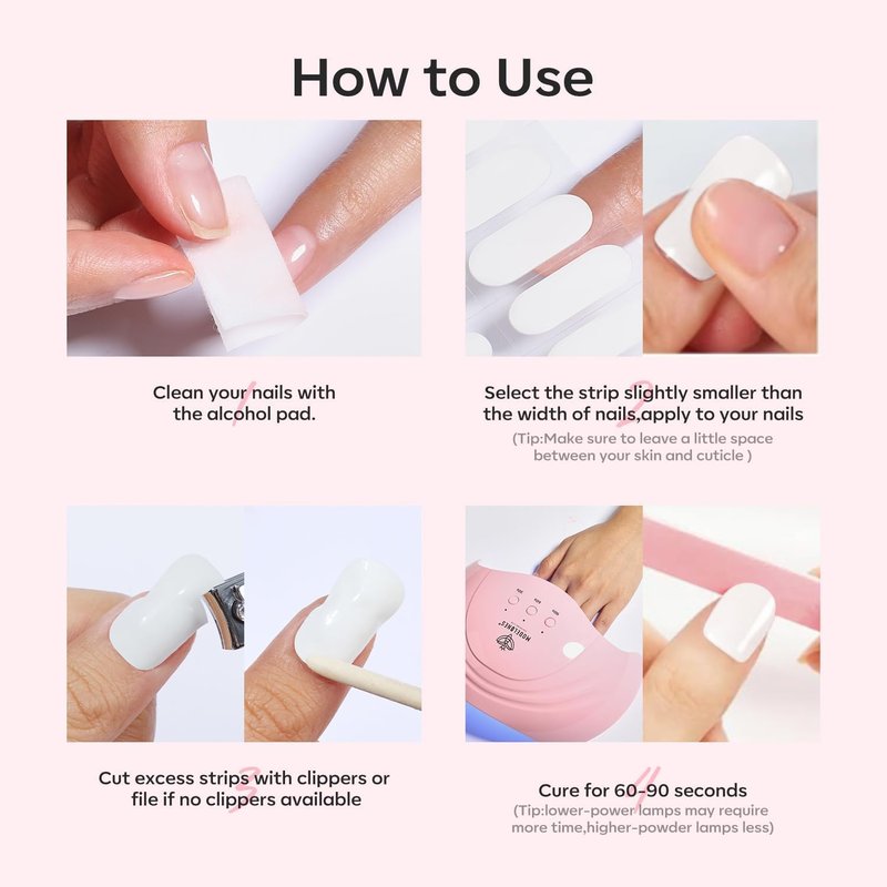 Modelones Semi Cured Gel Nail Strips - 32 Pcs Transparent Crystal Clear Stickers | Ultra-Glossy & Long Lasting DIY Nail Wraps