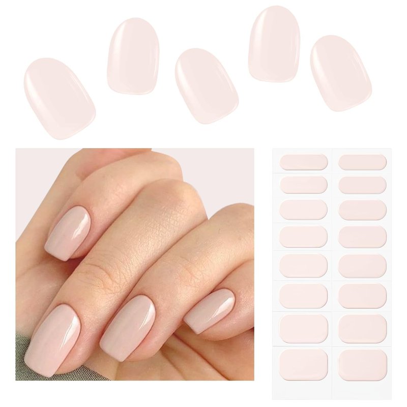 Modelones Semi Cured Gel Nail Strips - 32 Pcs Transparent Crystal Clear Stickers | Ultra-Glossy & Long Lasting DIY Nail Wraps