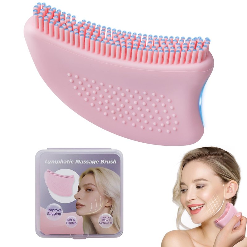 Lymphatic Contour Face Brush-Food Grade Silicone Lymphatic Drainage Massager - Easy Clean Dry Brush for Face for Jawline Sculpting & Anti-Puffiness, Detox & Lift,Improves Skin Glow & Absorption (1)