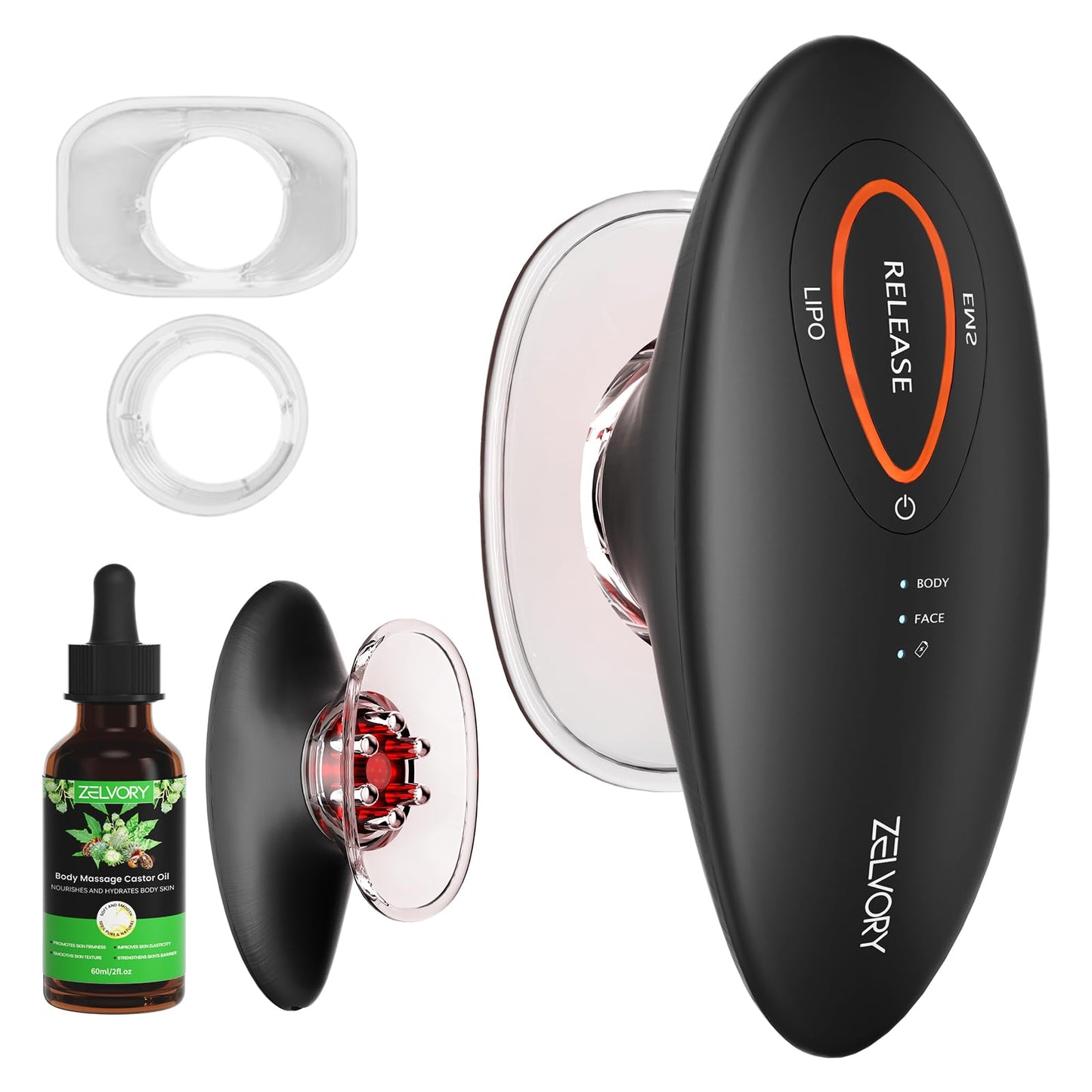 Zelvory 3-in-1 Body Sculpting Machine with Red Light, Vacuum Suction & Microcurrent, Cellulite Massage Tool for Arms, Legs, Waist & Belly, Skin Smoothing and Contouring Device for Home Use