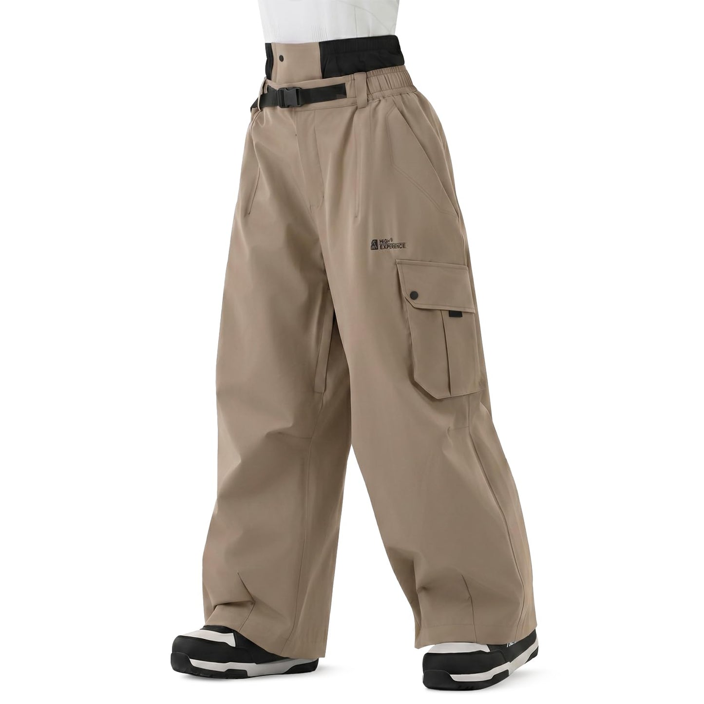 HIGH EXPERIENCE Snowboard Pants for Women Men Baggy Ski Pants Snow Loose Warm Insulated Winterproof Waterproof (Khaki, Small)