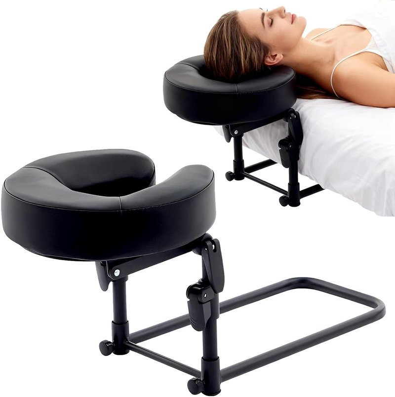 Skiennix Massage Headrest - Adjustable Face Cradle for Bed | Portable Black Pillow for Eye Surgery