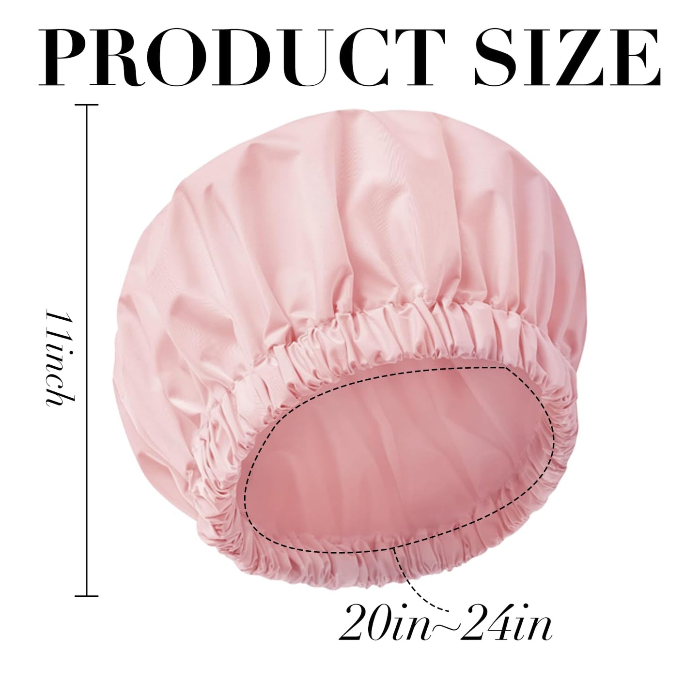 Shower Caps For Women Reusable Waterproof Double Layer Designed Large Shower Bonnet for Long Hair Washable Elastic Band Bath Reusable Pink Shower Caps Protects Hair In Shower, Spa & Travel