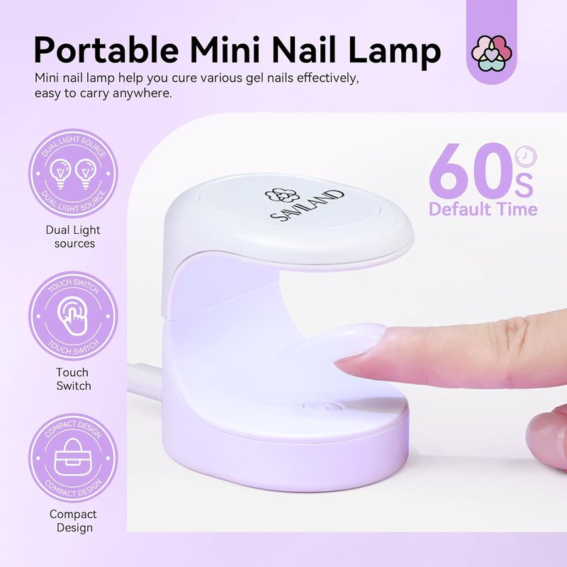 SAVILAND Gel Nail Kit - 500 PCS Short Square False Nail Tips | UV Nail Glue & Lamp for DIY Manicure