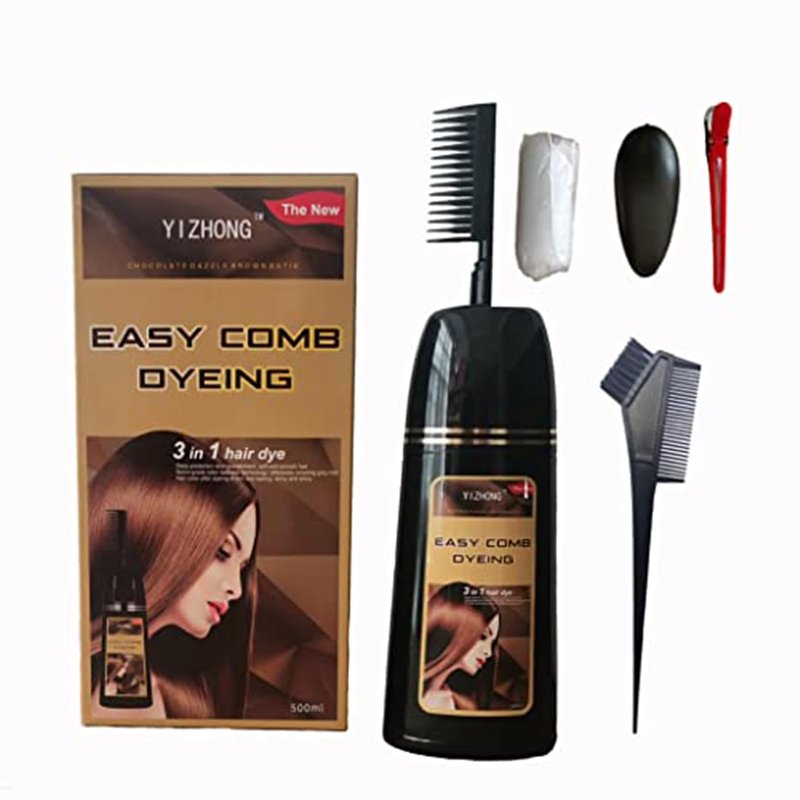 Light Golden Brown Hair Dye Shampoo - Permanent Gray Coverage for Men & Women | 3-in-1 Formula