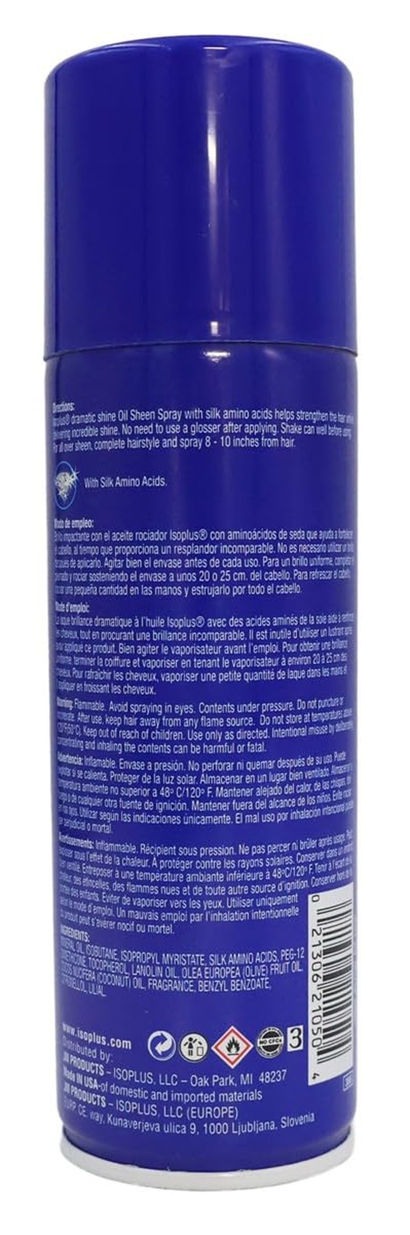 Isoplus Oil Sheen Hairspray 7 oz. Regular (Pack of 3)