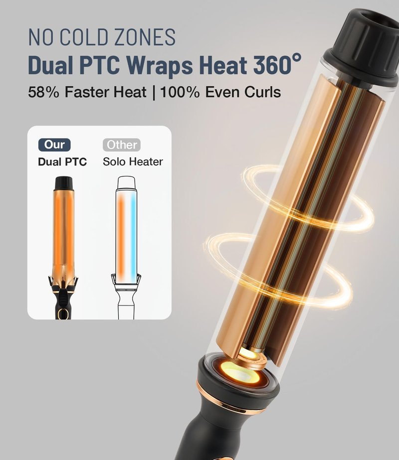 ORYNNE Titanium 2 Inch Curling Iron，Extra-Long Barrel for Long Hair, Curling Iron 2 Inch with Dual PTC Heater, 12 Heat Settings Big Barrel Curling Irons, 60 Mins Auto-Off & Dual Voltage