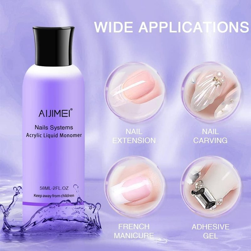 Acrylic Monomer Acrylic Liquid 58ml 2OZ Acrylic Liquid Monomer For Acrylic Powder Acrylic Nail Liquid Monomer For Acrylic Nails Acrylic For Nails Powders & Liquids Acrylic Nail Powder And Liquid
