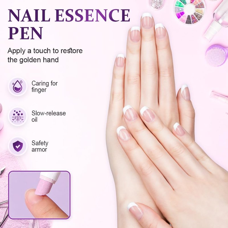 3-in-1 Nail Care Pen, Cuticle Oil Cuticle Pusher Nail Oil Pen, Cuticle Oil Pens for Hangnails, Dry & Damaged Nails, Moisturize Strengthen Brighten Nails Care (1, one size)