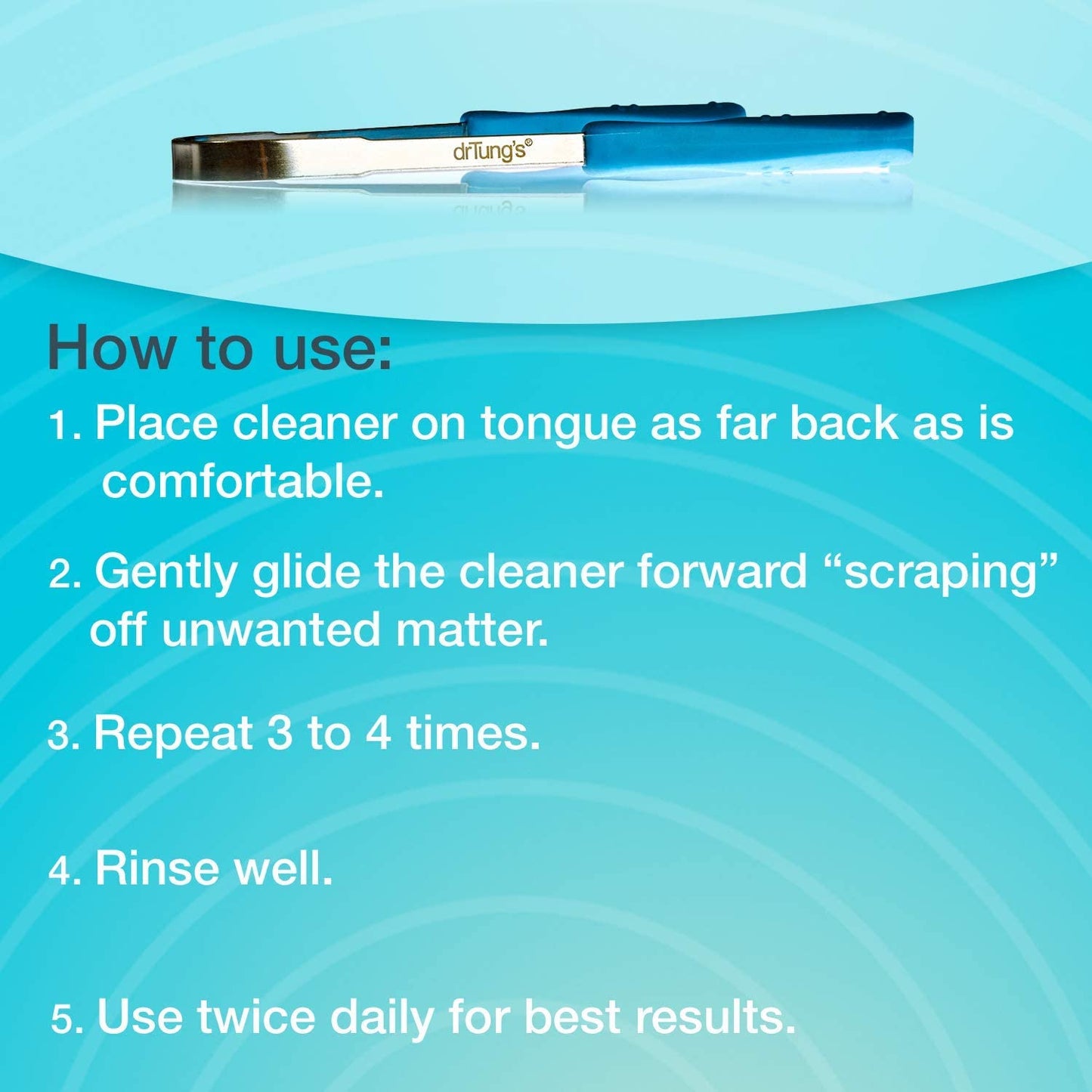 drTung's Stainless Steel Tongue Scraper for Adults & Kids - Metal Tongue Scraper & Cleaner, Freshens Breath, Oral Hygiene Care, Easy-to-Use Comfort Grip Handle, Comes with Travel Case - 1 Pack