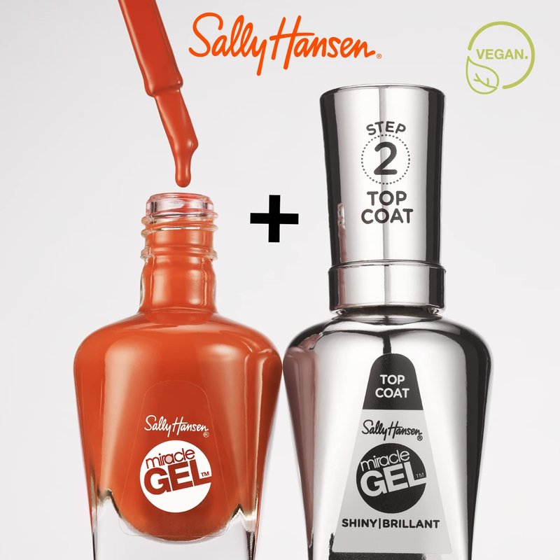 Sally Hansen Miracle Gel Nail Polish - Salon Quality, Long Lasting Gel-Like Formula | 382 Sundown Socialite | Opaque Brown Orange Color