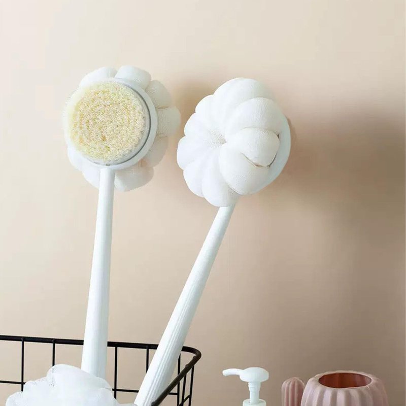 Body Brush with Bristles and Loofah, Long Handle Back Scrubber for Shower - Anti-Slip Shower and Bath Brush for Men and Women