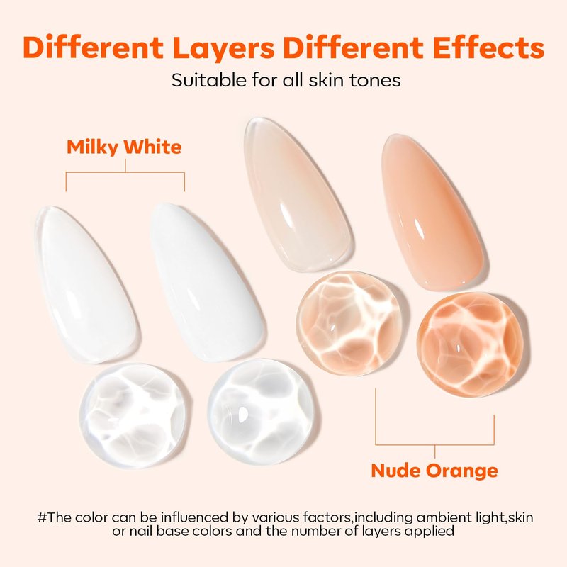 modelones Nail Strengthener and Growth 2 Pcs Milky White Nude Orange Nail Polish Kits Nail Hardener Extra Strong and Growth Nail Repair for Damaged Nails Care for Women Gifts 30ml