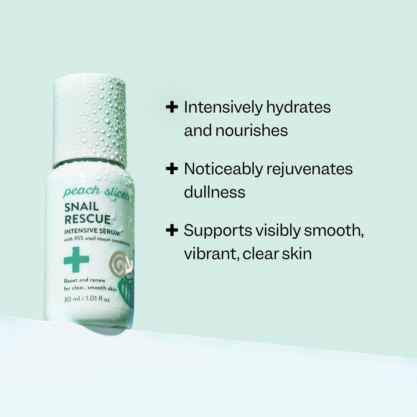 Peach Slices - Snail Rescue Intensive Serum (1.01 oz) - 95% Snail Mucin Concentrate - Reset, Renew & Smooth - Birch Juice, Hyaluronic Acid & Cica - Clean & Cruelty Free - Korean Skin Care & Beauty