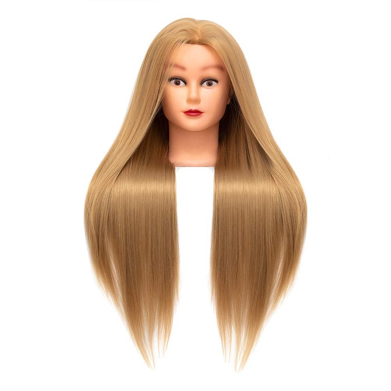 Cosmetology Mannequin Head Hair Styling 26-28inch Training Head Synthetic Fiber Manikin Head Doll Head with Clamp （#27 Blonde 20Inch）