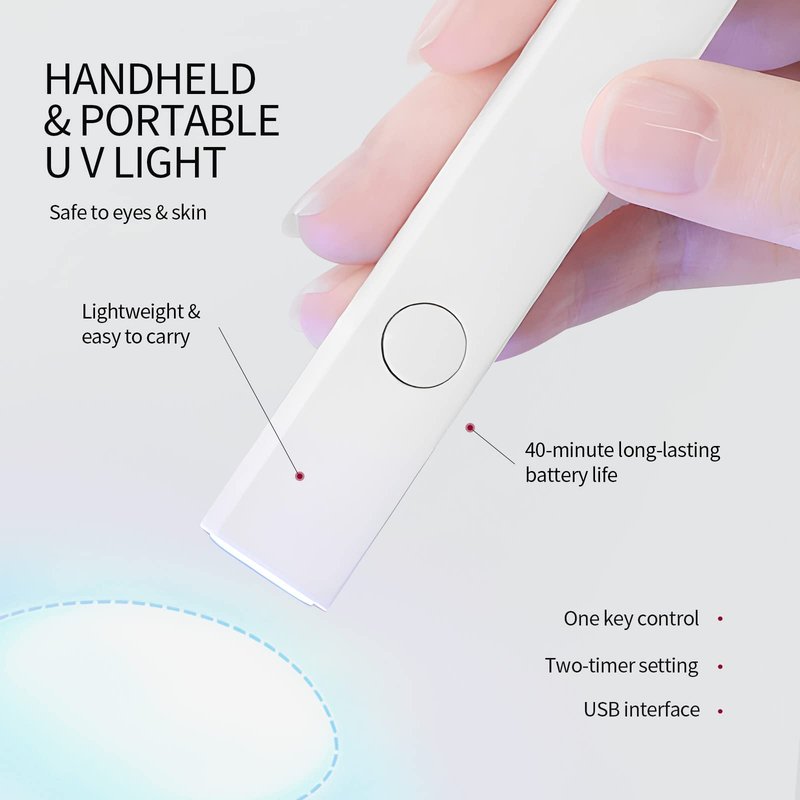 SAVILAND U V Light for Nails: Handheld Gel Lamp for Gel Nails Flash Cure Lamp for LED Nail Lamp Portable Mini Nail Dryer Polish Nail Glue USB Flashlight Home DIY Manicure Art