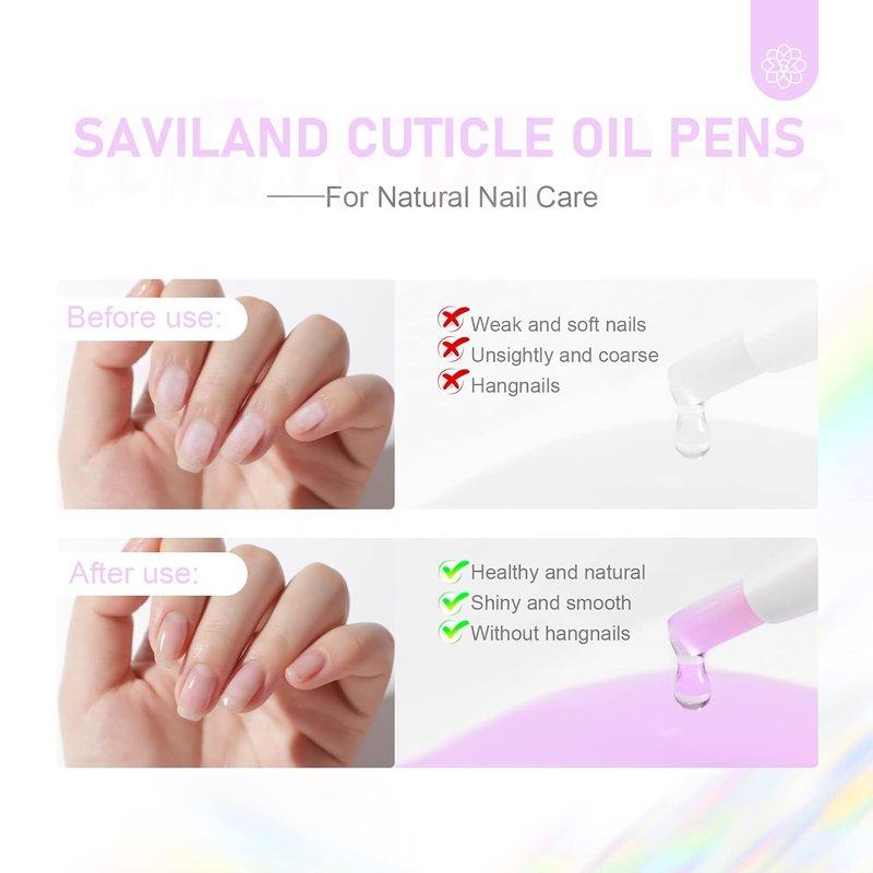 SAVILAND Revitalizing Cuticle Oil Pen : 6PCS Nail Oil with Vitamin E Jojoba Nail Strengthener Nail Growth Serum for Brittle Peeling Breaking Thin Nails Hydrating Repair Cuticle Conditioner Overnight