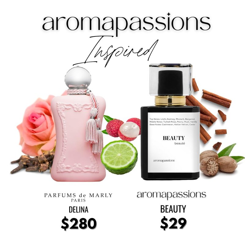 aromapassions BEAUTY | Inspired by Parfums De MRLY DELINA | Pheromone Perfume for Women | Extrait De Parfum | Long Lasting Dupe Clone Essential Oils Fragrance | Perfume De Mujer | (30 ml / 1 Fl Oz)
