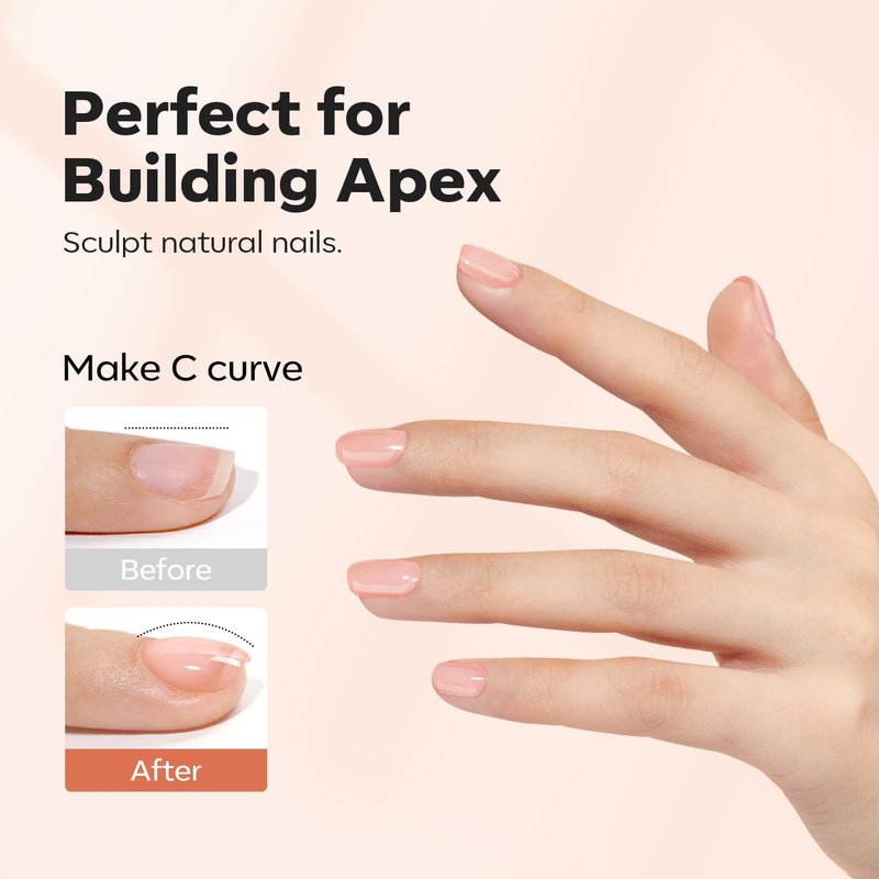 Modelones Builder Nail Gel - 8-in-One Sheer Nude Pink Rubber Base for Apex Building | LED Cured Strengthener