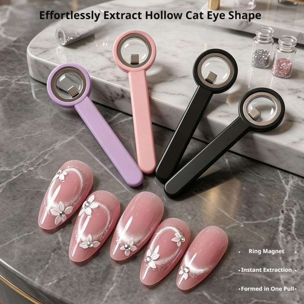 Wmool 2026 New Ring-Shaped Cat Eye Magnet for Nails, Strong Nail Magnet Tool, Portable Hollow Circular Cat Eye for Home DIY, Beginners & Nail Artists