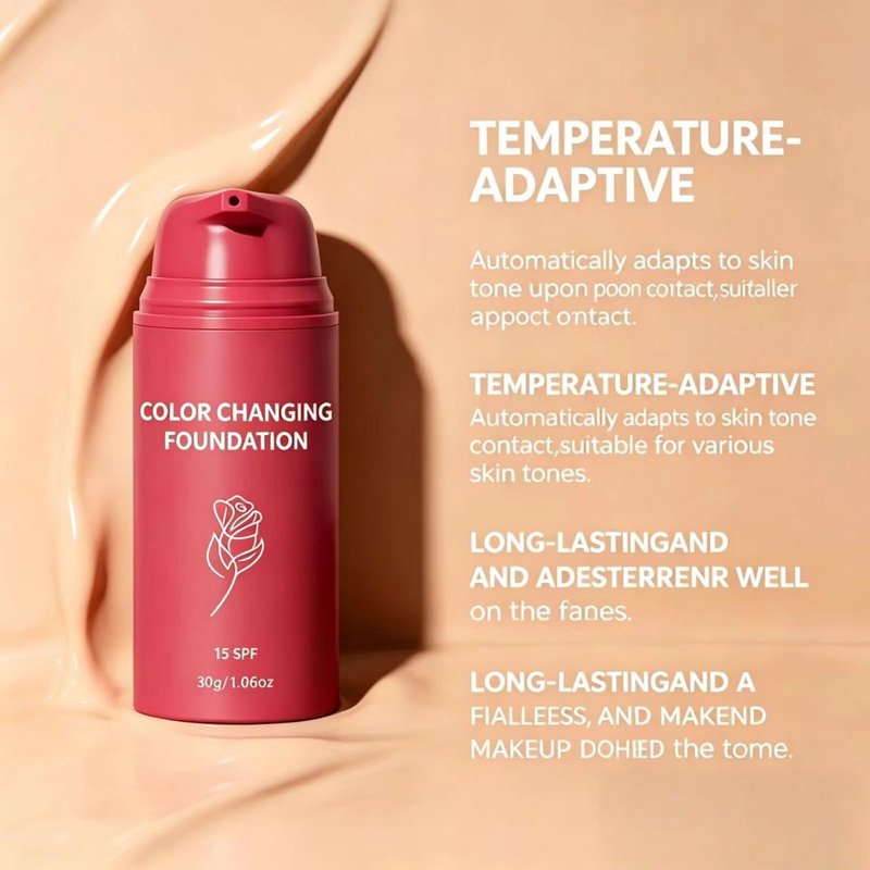 2PCS Color Changing Foundation, Skin Tone Adapting Liquid Foundation for Women, Skin Tone Adapting Liquid Foundation for Natural Finish, Blurs Imperfections & Fine Lines, SPF 15, 1 Fl Oz