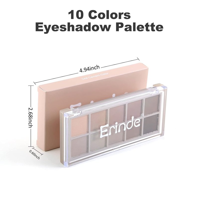 Erinde Matte Eyeshadow Palette - 10 Colors for Ultra-Blendable, Long-Lasting Looks | Taupe Brown & Neutral Shades