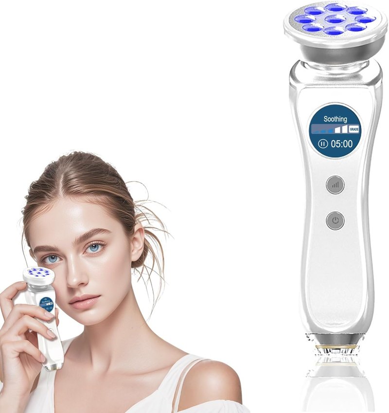 Skiennix 5-in-1 Beauty Massager - Facial & Neck Care with Red Light, Thermal, Vibration | Skin Detection Function