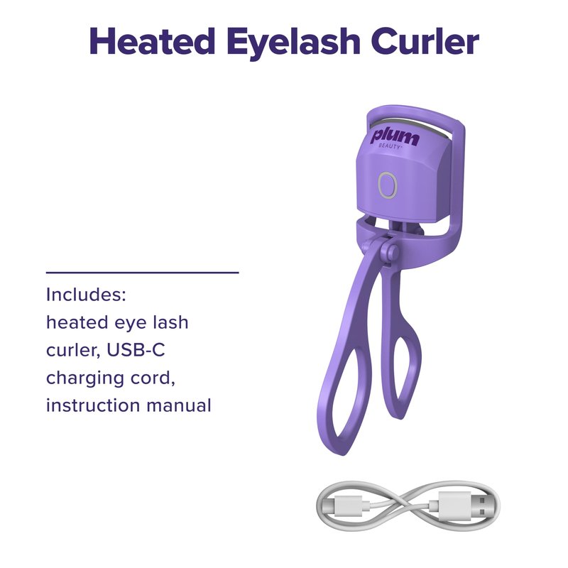 Plum Beauty Lash Lift Off Heated Eyelash Curler – USB-C Rechargeable Electric Eye Lash Curler with 2 Temperature Settings – Long-Lasting, No-Pinch Lash Lift for Effortless, Wide-Awake Eyes