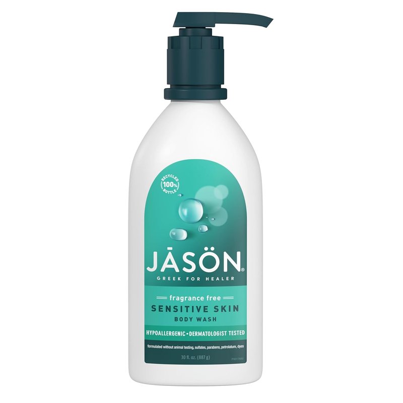 JASON Sensitive Skin Body Wash - Fragrance-Free Formula for Gentle Clean | 30 Fluid Ounces