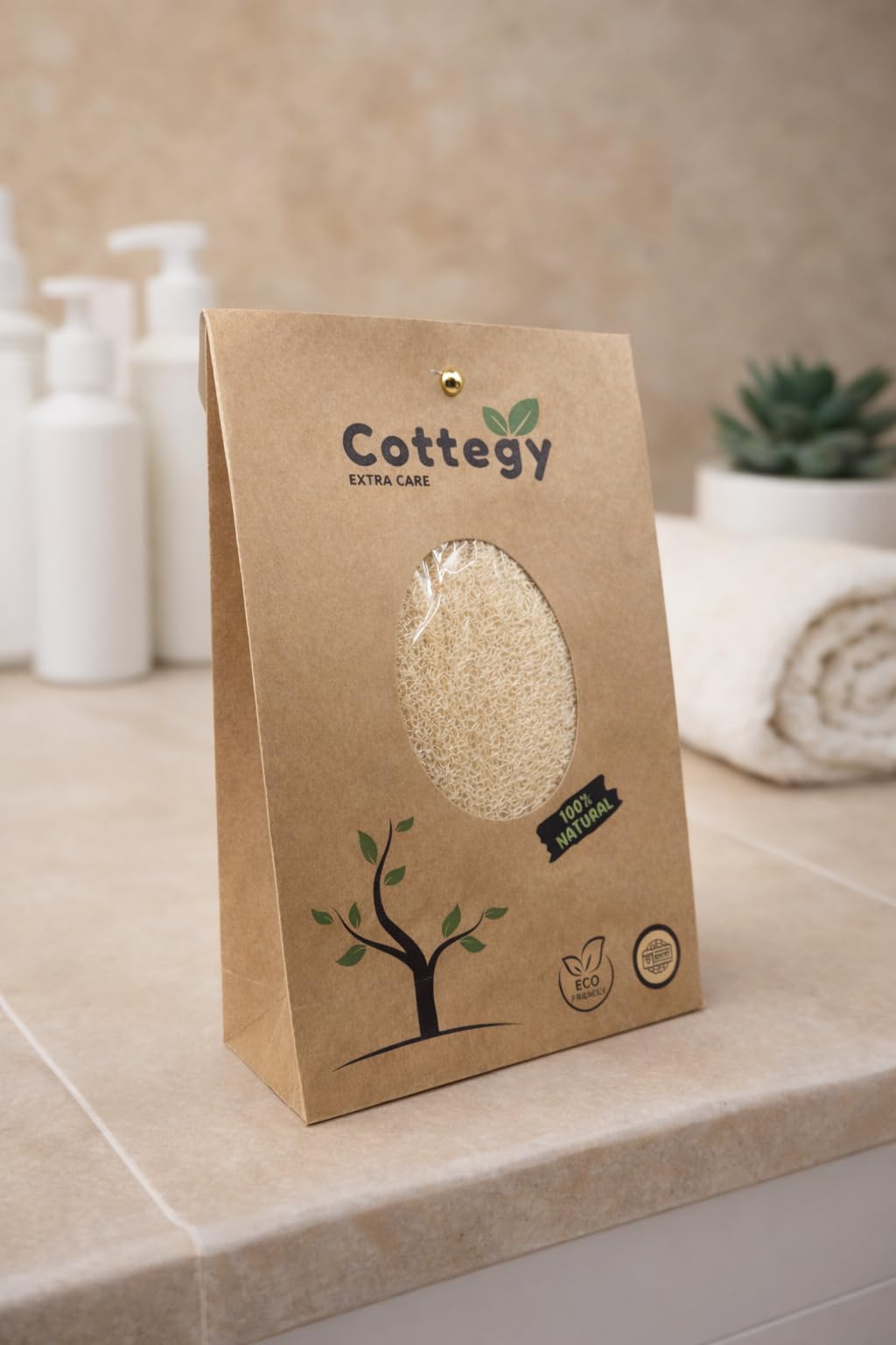 Cottegy Egyptian Loofah Exfoliating Scrubber - Natural Loofah Exfoliating Body Scrubber - 1 Count (Pack of 2) | Eco-Friendly Bath & Shower Sponge for Face & Body | 100% Natural, Ideal for Men & Women