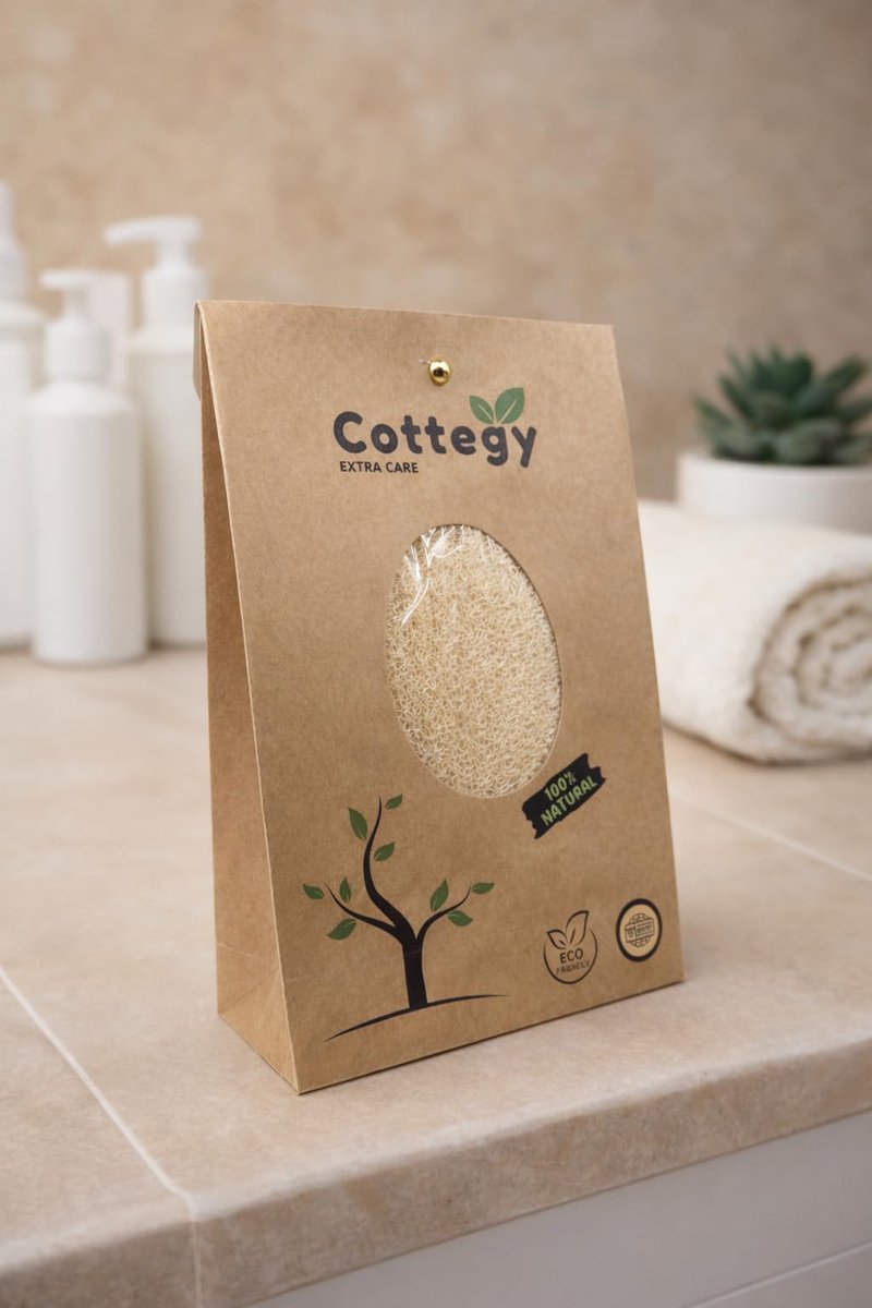 Cottegy Premium Exfoliating Loofah Gloves – Natural Egyptian Loufa Sponge Body Scrubber Mitts for Soft, Radiant Skin – Left and Right Thumb Holes - Gentle Exfoliation & Deep Clean (1-Pack) (Count 2)
