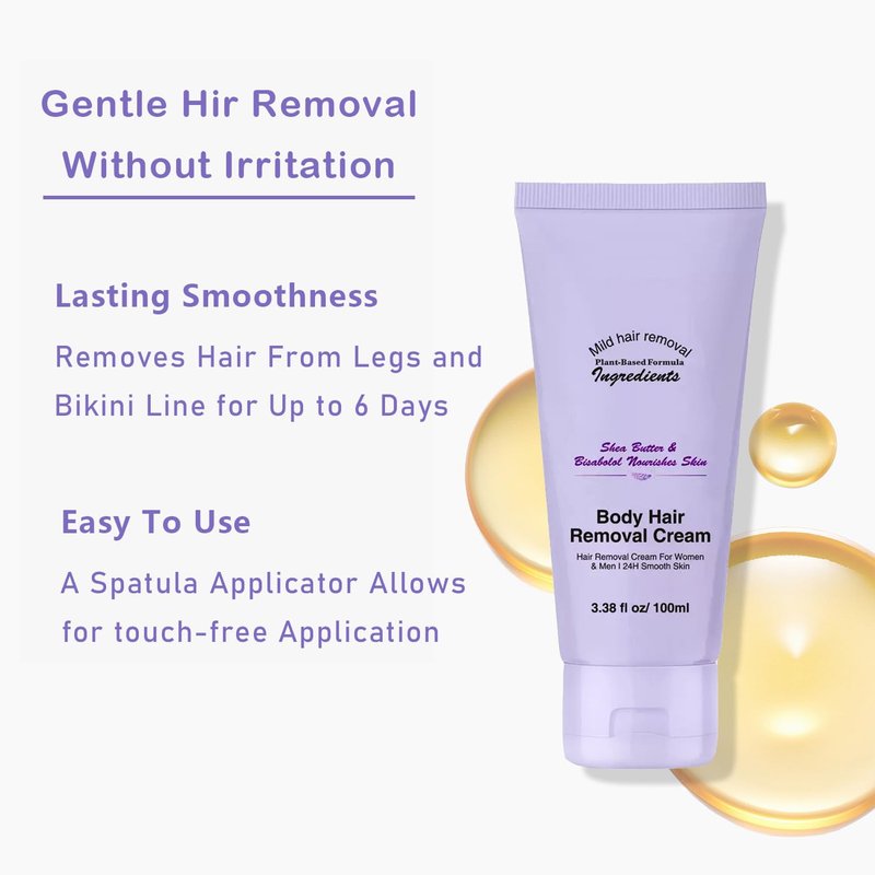 Body Hair Removal Cream - Painless Depilatory Cream for Legs, Arms, Underarms & Bikini Line | Gentle Formula