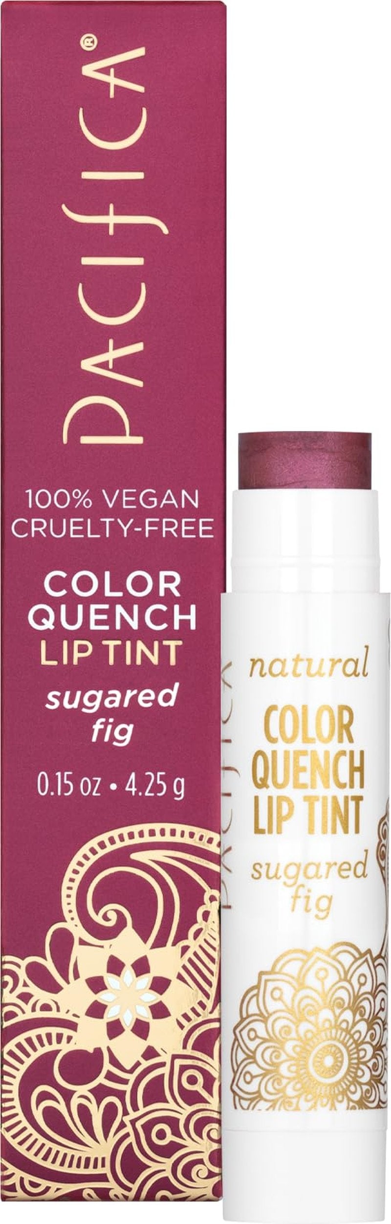 Pacifica Tinted Lip Balm – Color Quench Hydrating Flavored Lip Balm -Sugared Fig Flavor - Red Pink -w/Coconut Oil & Cocoa Butter Natural Clean Beauty Vegan & Cruelty-Free Dermatologist Tested