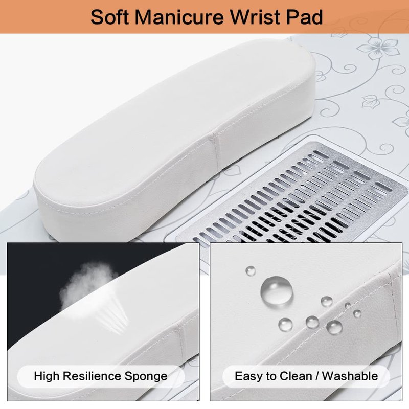 CHAOEEMY Portable Manicure Table，Folding Nail Desk for Teach with Large PP Plastic Drawer、LED-Light、Wrist Rest、Carry Bag for Home Manicure、spa Salon、professtional Nail Painting、Tattoo,Pink