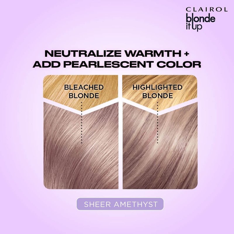 Clairol Blonde It Up Crystal Glow Toners - Ammonia-Free Demi-Permanent Hair Dye | Sheer Amethyst Color | Neutralizes Warmth
