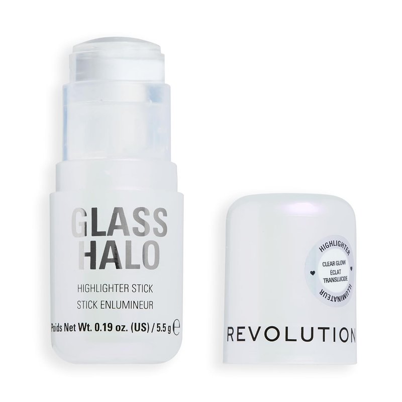 Revolution Glass Halo Highlighter Stick - Cream Formula for Dewy Radiant Glow | Travel-Friendly, 0.16 oz
