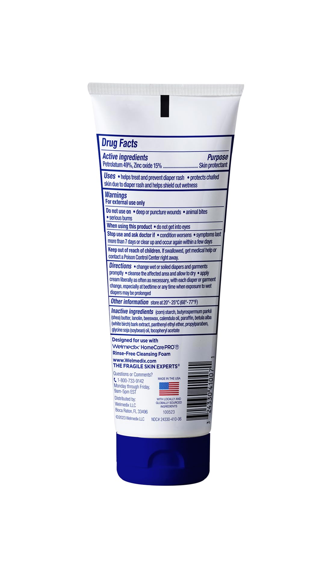 Welmedix Adult Diaper Rash Cream - Zinc Oxide Cream & Moisturizing Skin Barrier Cream, Maximum Strength Diaper Rash Cream for Adults, Skin Protection Ointment - 4oz, Pack of 3