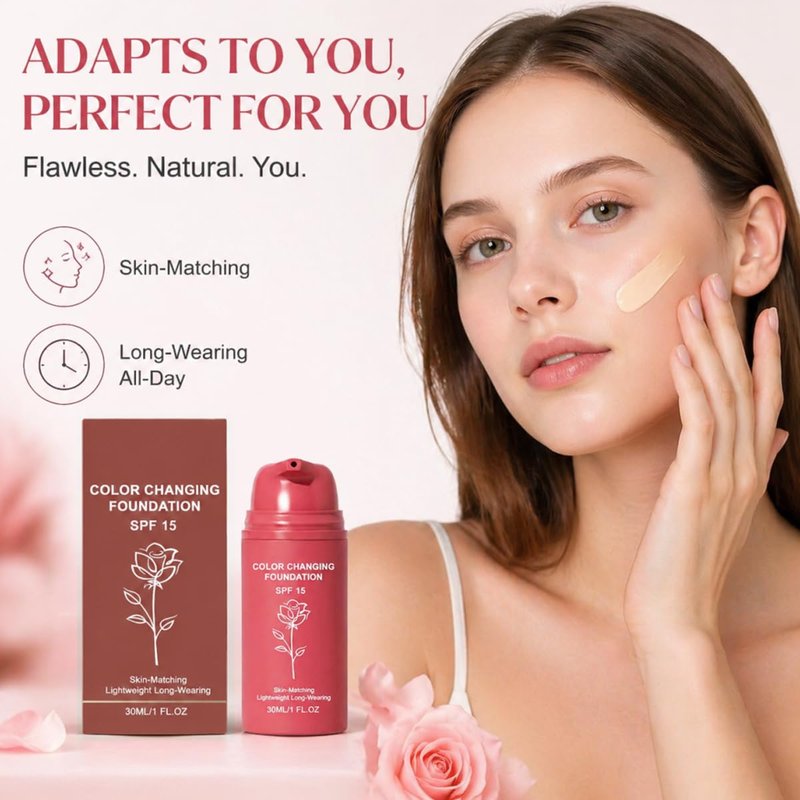 Color Changing Foundation for Mature Skin - Adjusts to Skin Tone, Conceals Fine Lines & Wrinkles | Hydrating & Lightweight (30ML/1 FL.OZ)