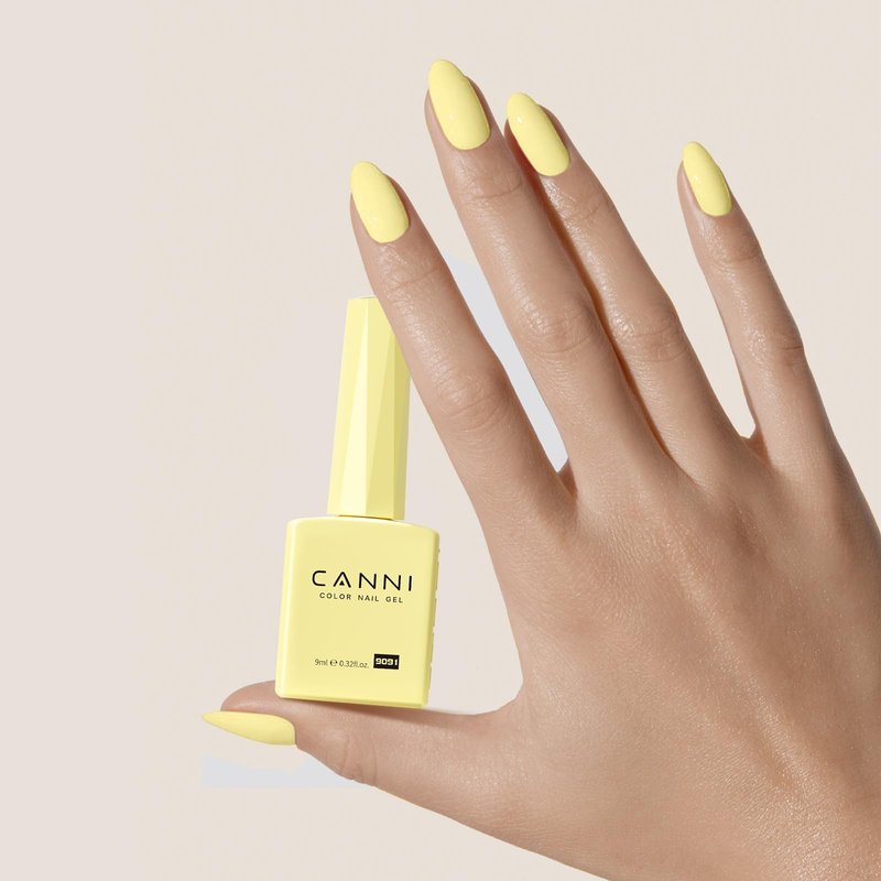 CANNI Yellow Gel Nail Polish, 1Pcs Light Yellow Gel Polish Bright Pastel Color High Gloss Soak Off U V Nail Manicure Salon DIY