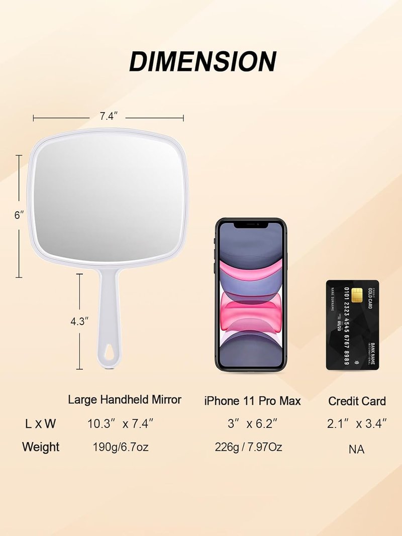 Gladmart Handheld Salon Mirror - Square Design with Handle | 7.4 x 10.3 Inches, Black & White - 2 Pack