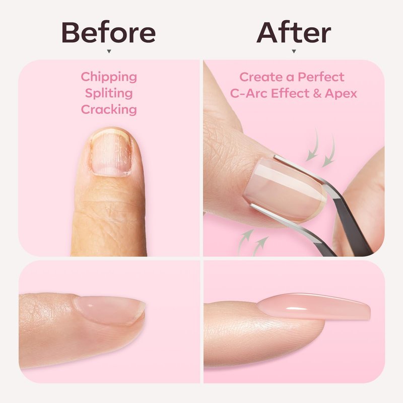 modelones Gel Polish Builder Nail Set, Builder Base Colors Jelly Nude Pink Hard Strengthener Rubber Gel Polish 8-in-One Extension LED Nail Lamp Cured 6 Colors