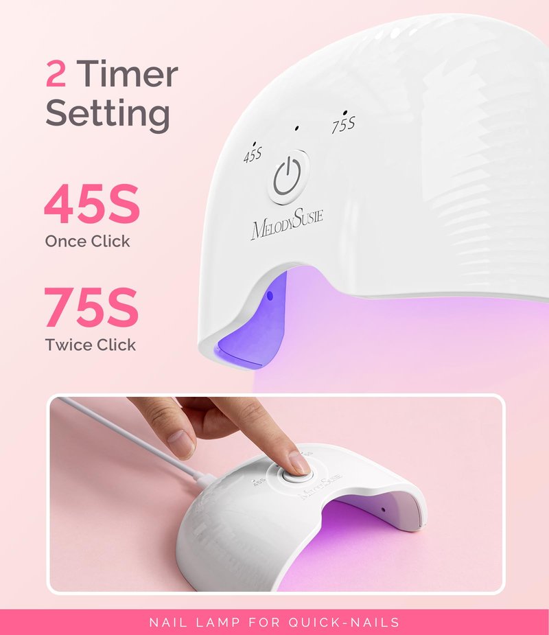 MelodySusie 48W LED UV Nail Lamp - Black, Energy Efficient, 365nm-405nm Wavelength, Compatible with Most Gels, 4 Timer Settings, Infrared Sensor, User-friendly Design, Widely Applications