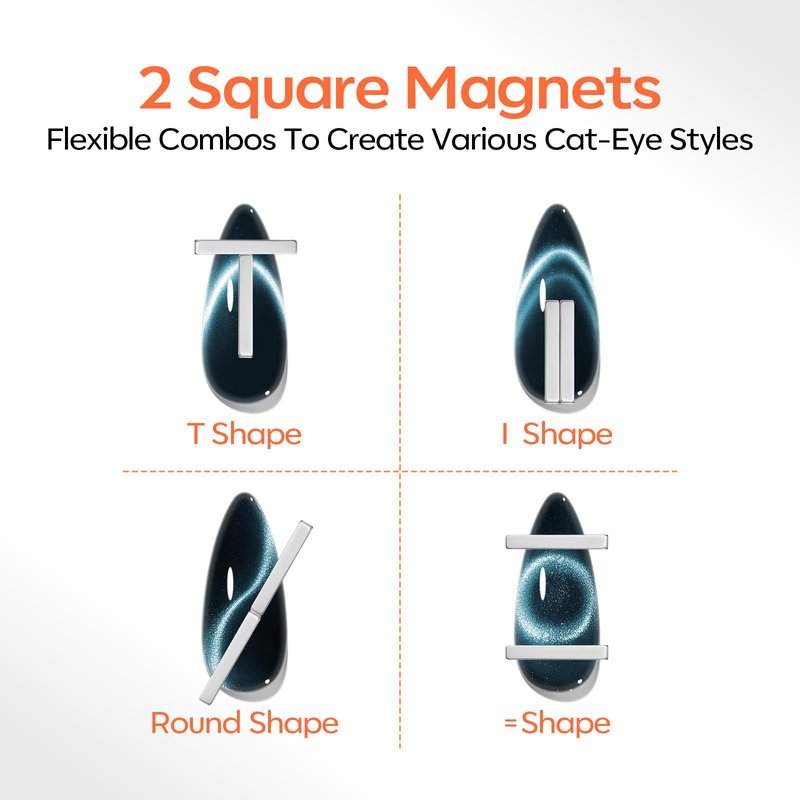 modelones Cat Eye Magnet Set, Heart French Cateye Gel Polish Nail Tools Kit Dual-Head 3 IN One Magnets Pen Heart Round Square Flower Glassy Moon Multi Effect Nail Art Designs Home DIY Salon Use