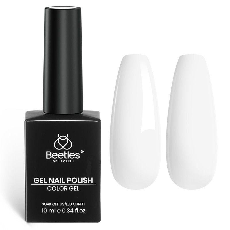 beetles 10ML White Gel Polish - 1pc Pure White Gel Polish French Nail Art Manicure Salon DIY Design at Home Soak Off UV Gel 4th of July Nails