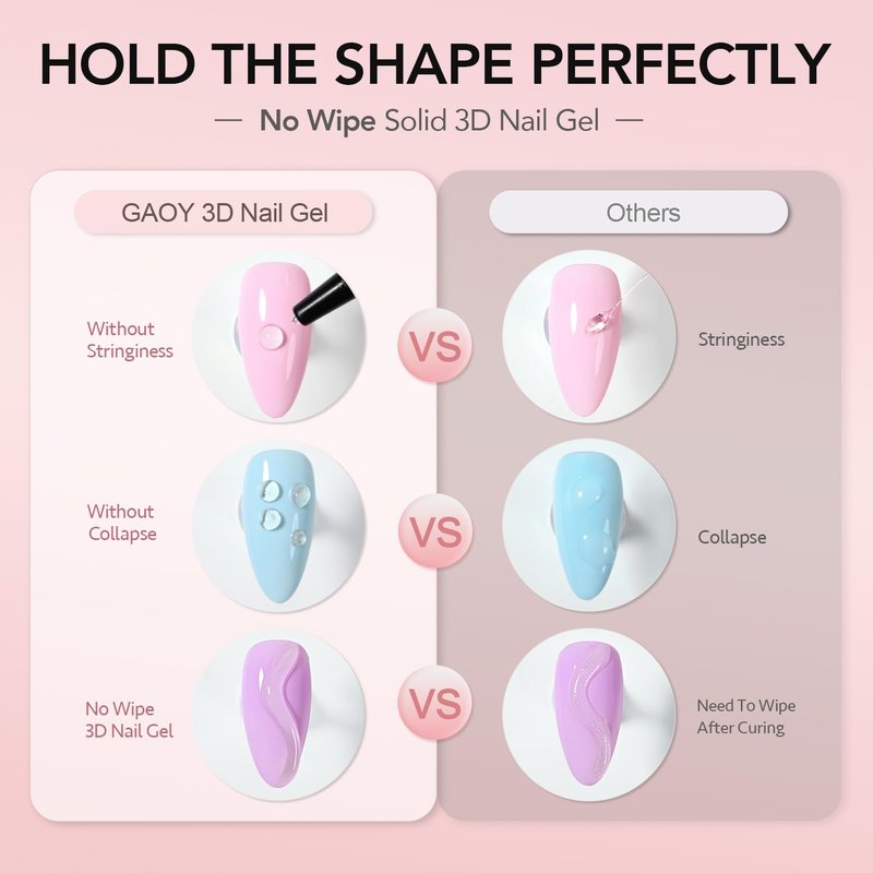 GAOY 3D Nail Gel - 15g Clear Sculpting Gel for Nail Art, Molding & Rhinestone Decoration