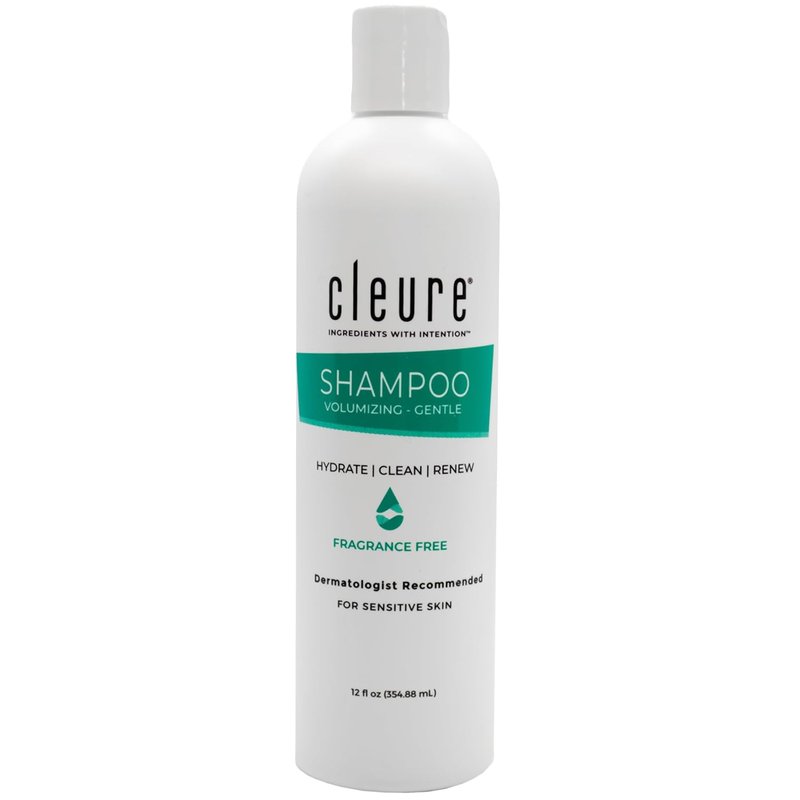 Cleure Hypoallergenic Shampoo - Volumizing Formula for Sensitive Skin | Fragrance-Free, SLS-Free, Paraben-Free (12 oz)