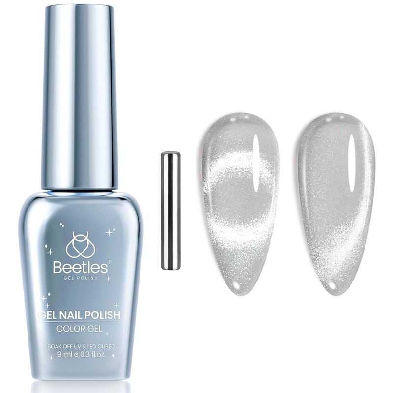 Beetles Cat Eye Gel Nail Polish - 9ml Silver Glitter Dreamscape | Soak Off LED Manicure for DIY Art