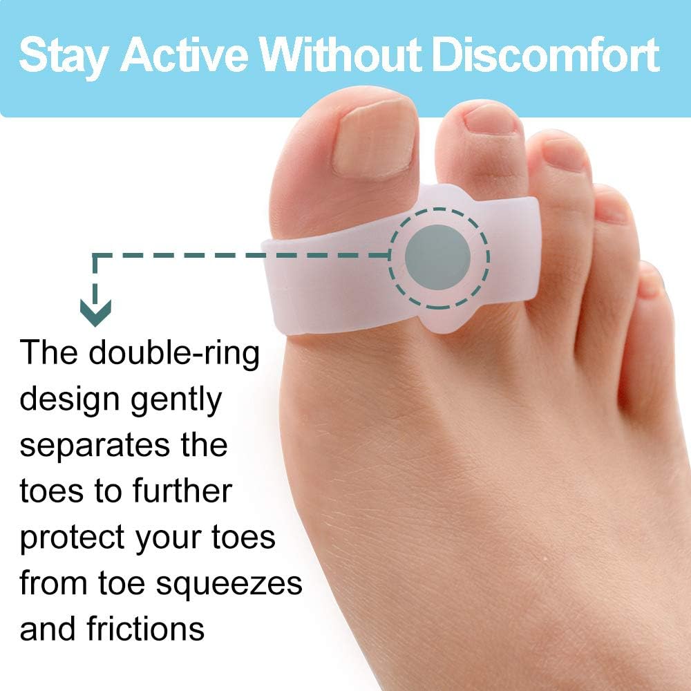 Welnove Bunion Corrector - Pack of 12 Toe Separators with 2 Loops for Pain Relief | White